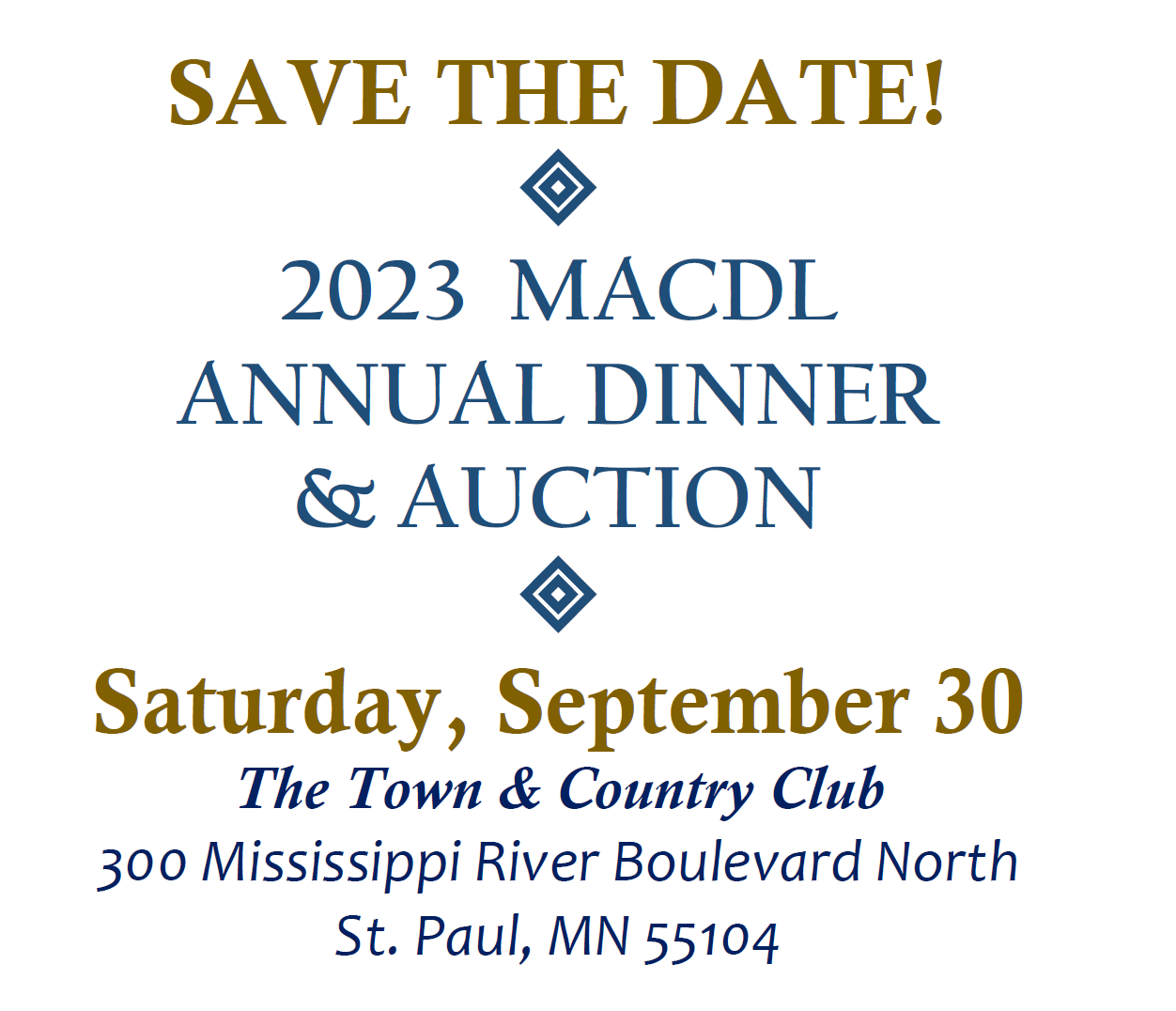 Save the Date 2023 Annual Dinner Front Page